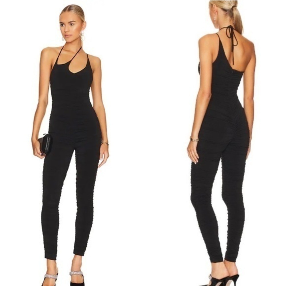 Revolve Superdown Black Bethany Ruched Sleeveless Cut Out Jumpsuit
